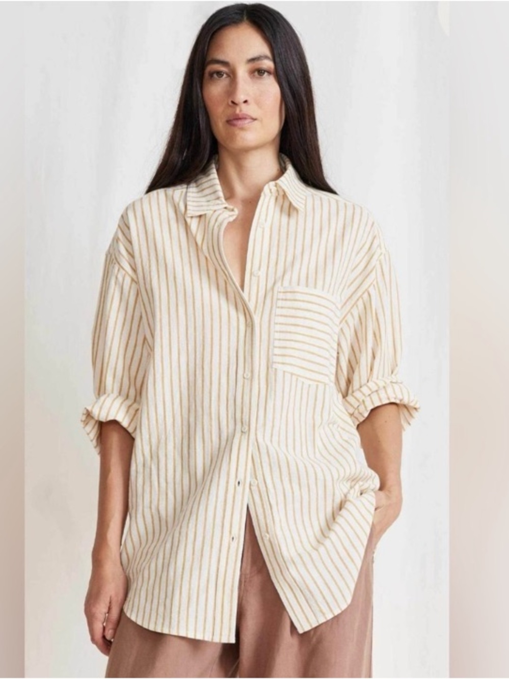 Apiece Apart striped oversized button down shirt Cotton Linen Large
